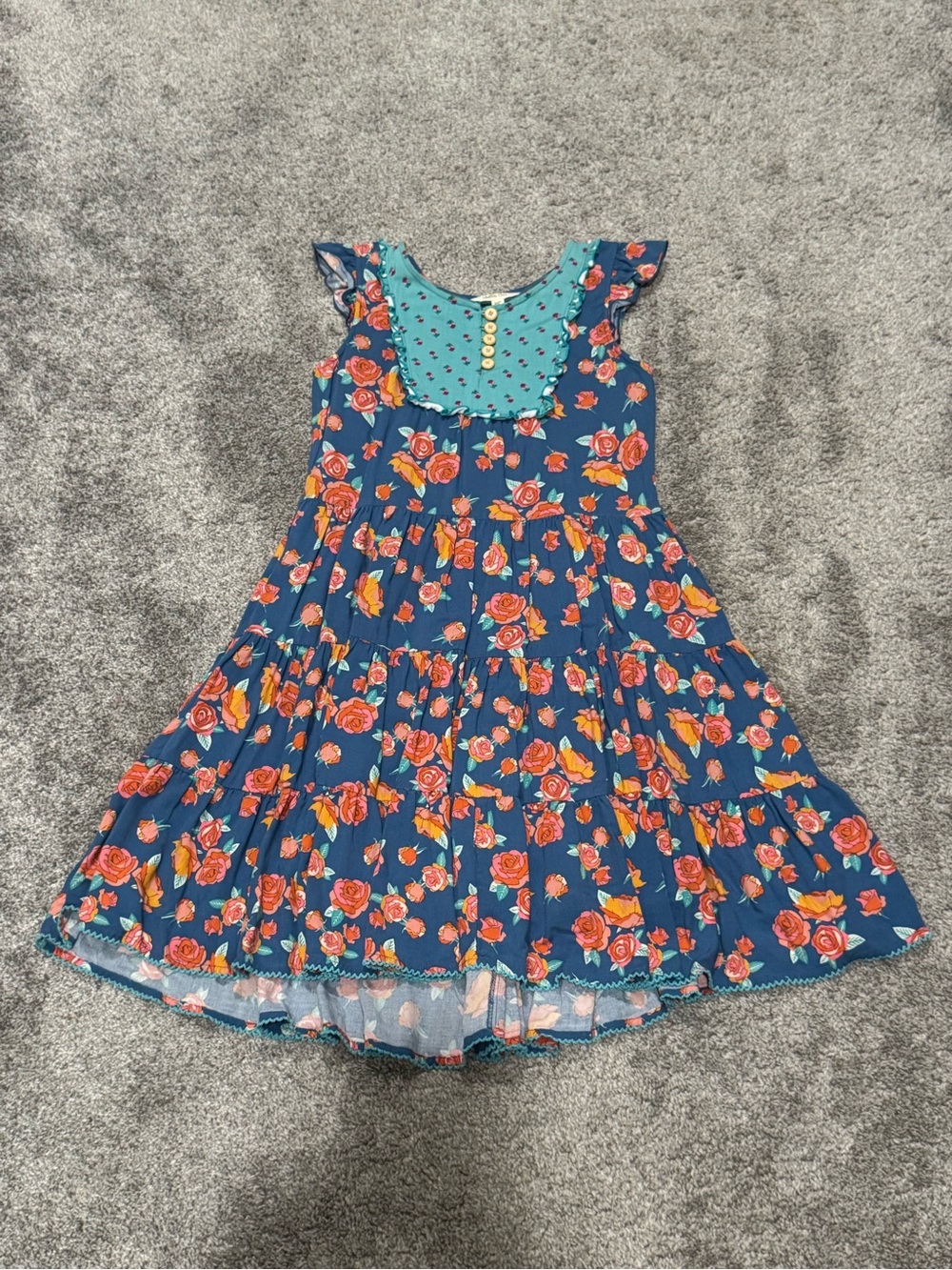 Matilda Jane | Girls Navy Blue Floral Ruffle Sundress